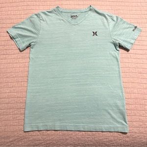 Hurley Boy's Large V-Neck Short Sleeve T-shirt Turquoise with Black Logo